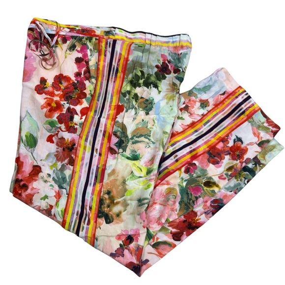 Bandolera Floral Margret Wide Leg Cotton Blend Chic Summer Flowy Palazzo Pants - Picture 3 of 9